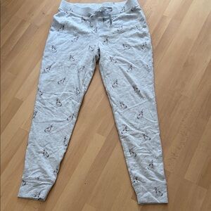 Cynthia Rowley French Bulldog Gray Printed Joggers Size M